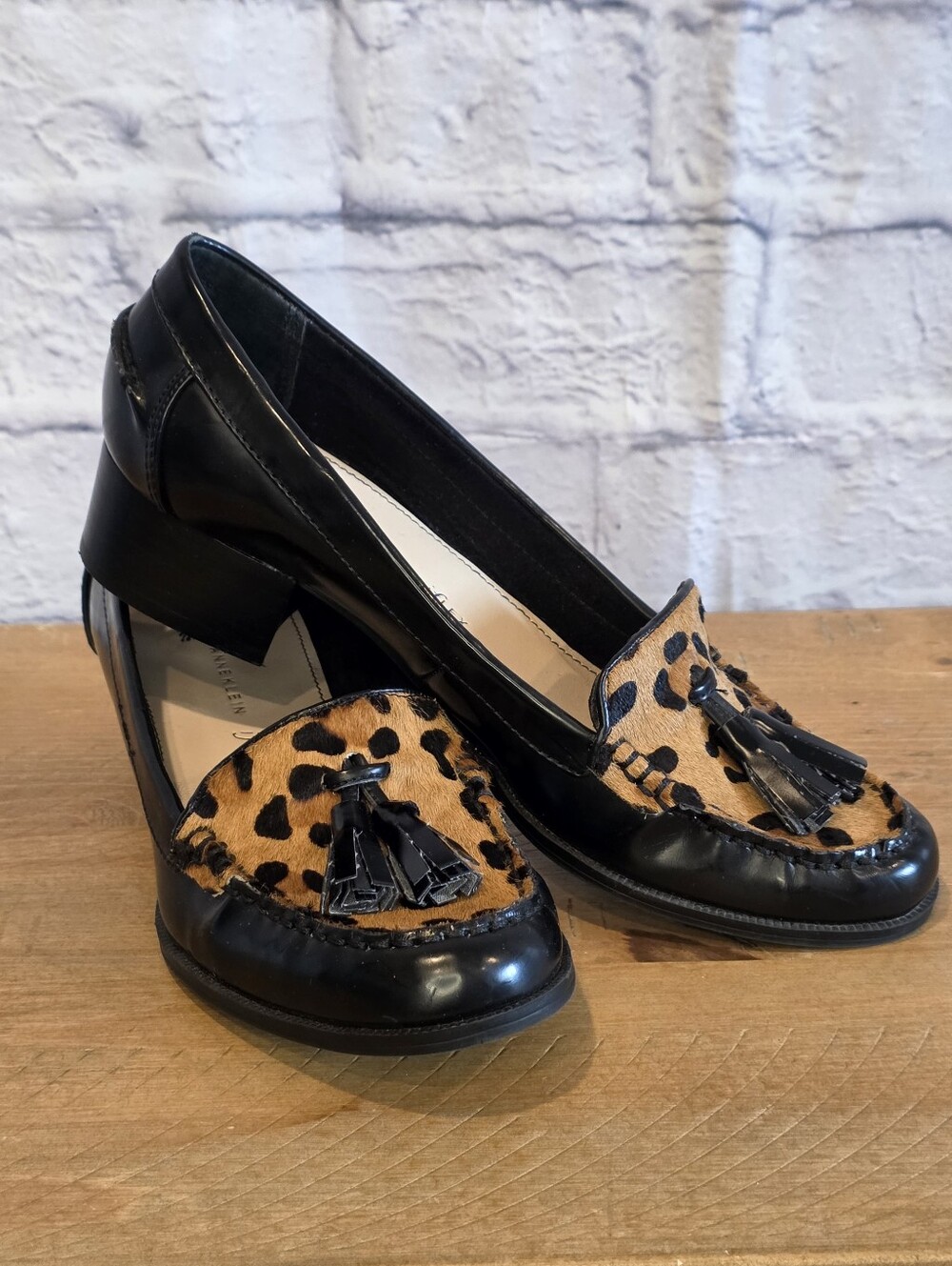 Anne Klein Devina Leopard Pony Hair Block Heel Loafer Pumps 7.5 M